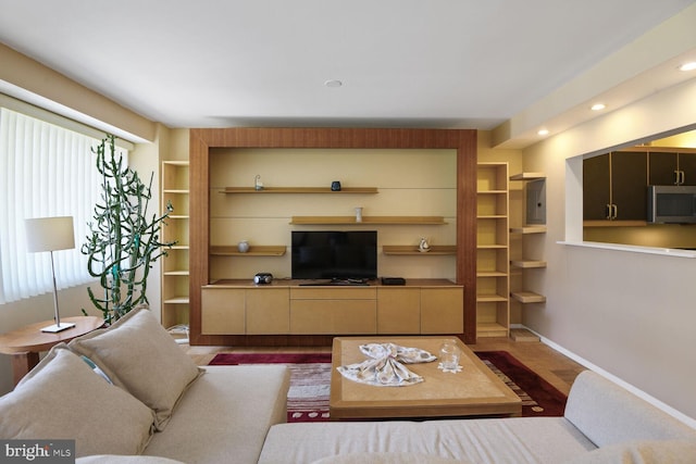 4515 Willard Ave Unit 1111S, Chevy Chase, MD 20815 - living room with wood finished floors and recessed lighting