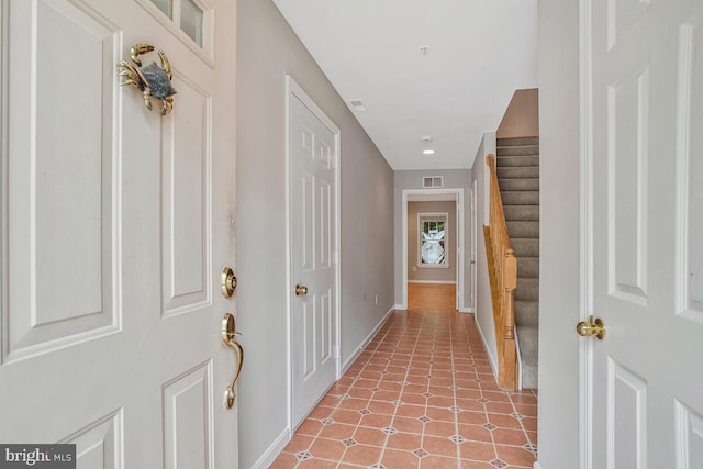 1403 Peregrine Path, Arnold, MD 21012 - hall with stairs, light tile patterned floors, and recessed lighting