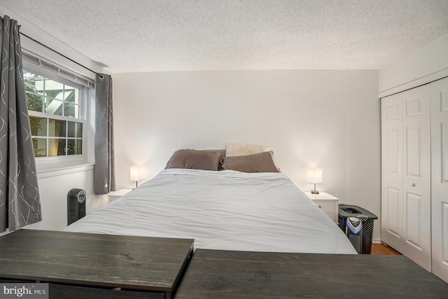 250 Ridge Pike Unit 58, Lafayette Hill, PA 19444 - bedroom featuring a textured ceiling, a closet, and wood finished floors