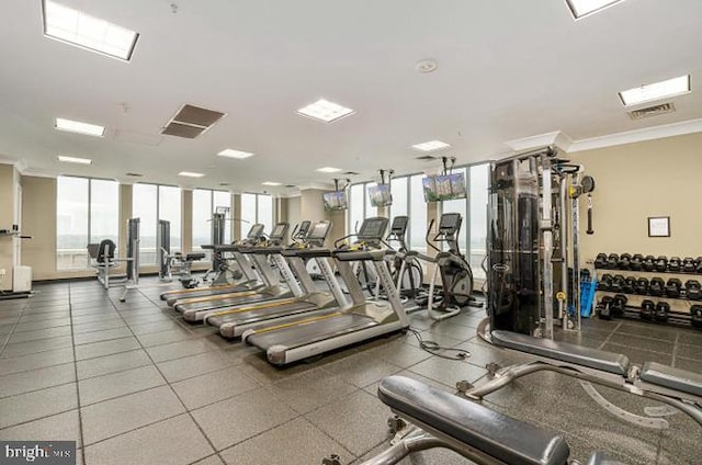 851 N Glebe Rd Unit 1418, Arlington, VA 22203 - workout area with crown molding and expansive windows
