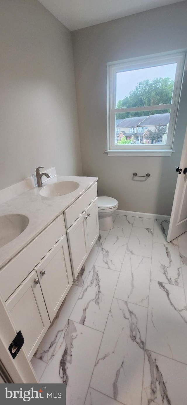 48 Petersburg Ln, Duncannon, PA 17020 - bathroom with double vanity and marble look tile flooring