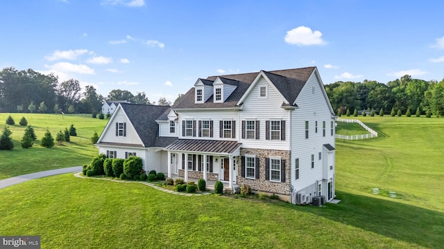 834 Marlboro Spring Rd, Kennett Square, PA 19348 - view of front of home with covered porch, stone siding, and a front yard