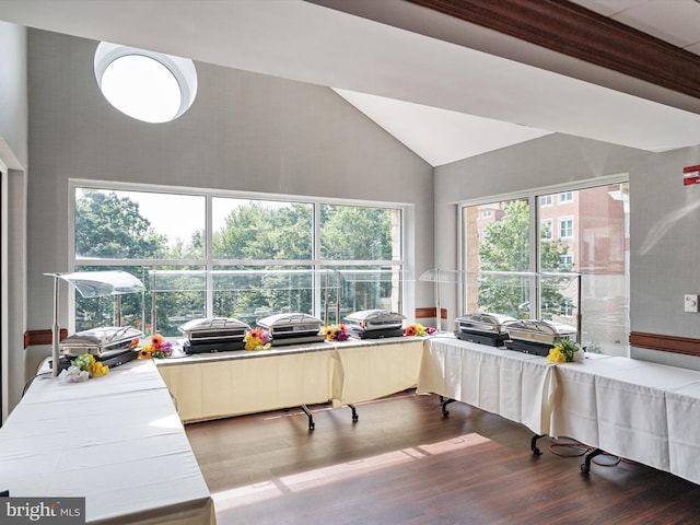7101 Bay Front Dr Unit 204, Annapolis, MD 21403 - office area with wood finished floors and high vaulted ceiling