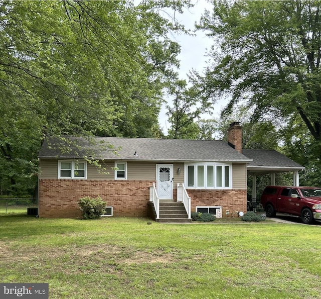 80 Beach Dr, Edgewater, MD 21037 - single story home with brick siding, a chimney, and an attached carport
