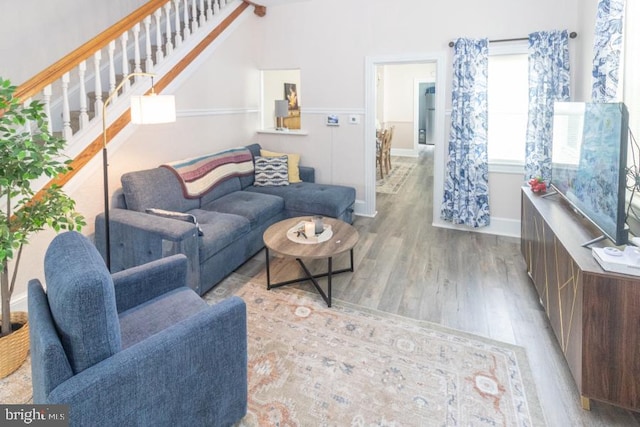 213 Conover St, Burlington, NJ 08016 - living room with wood finished floors and stairway