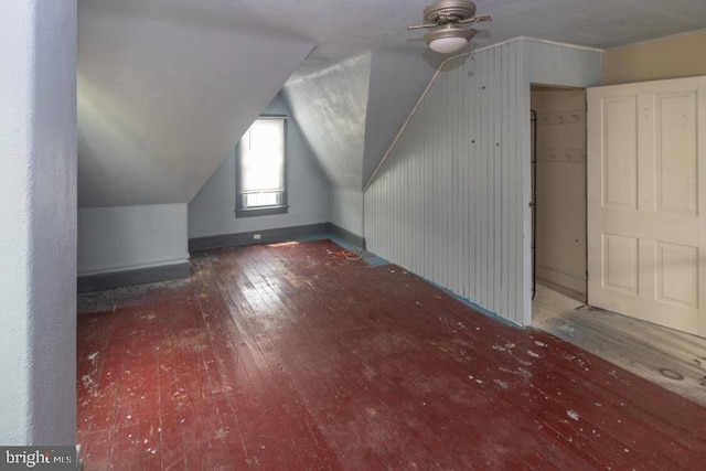 213 Conover St, Burlington, NJ 08016 - additional living space with hardwood / wood-style floors, ceiling fan, and lofted ceiling