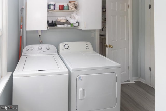 213 Conover St, Burlington, NJ 08016 - washroom featuring independent washer and dryer, cabinet space, and wood finished floors