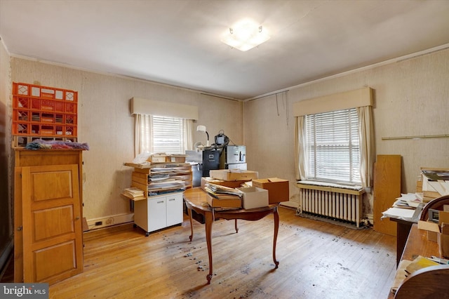 100 Springdale Rd, York, PA 17403 - office area with light wood-style floors, crown molding, and radiator heating unit