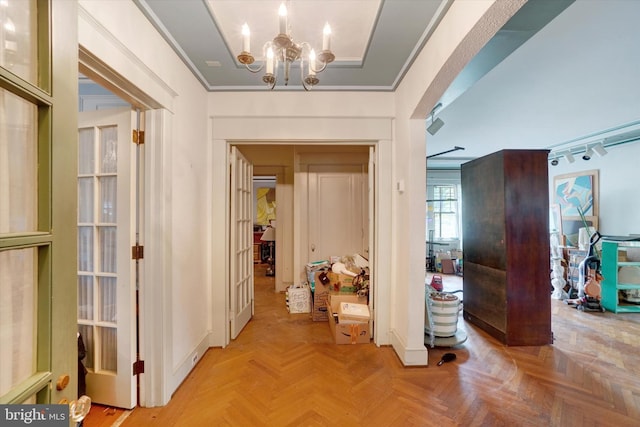 100 Springdale Rd, York, PA 17403 - hall with a chandelier and ornamental molding