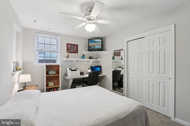 407 Pinecrest Rd, Norristown, PA 19403 - carpeted bedroom featuring a closet, a ceiling fan, and an office area
