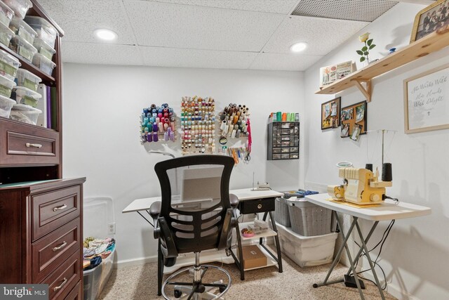 1009 Red Rock Cir, Royersford, PA 19468 - office featuring a drop ceiling, carpet, and recessed lighting