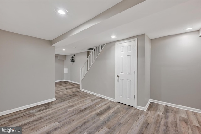 405 N Loudon Ave, Baltimore, MD 21229 - finished basement with wood finished floors, recessed lighting, and stairs