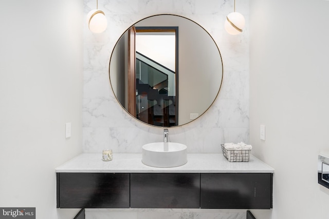 1020 Langley Hill Dr, Mclean, VA 22101 - bathroom with decorative backsplash and vanity