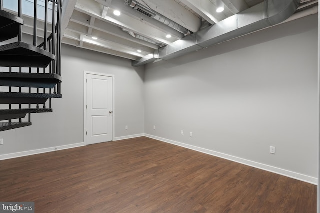 413 Jefferson St Unit 3, East Greenville, PA 18041 - below grade area with dark wood-style floors and stairway