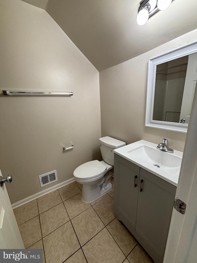11900 Filly Ln, Gaithersburg, MD 20878 - half bath featuring lofted ceiling, vanity, and tile patterned floors