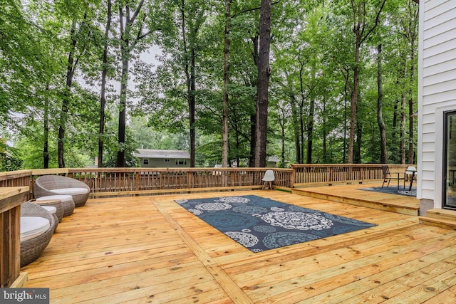 5303 Rolling Rd, Springfield, VA 22151 - wooden terrace featuring view of scattered trees