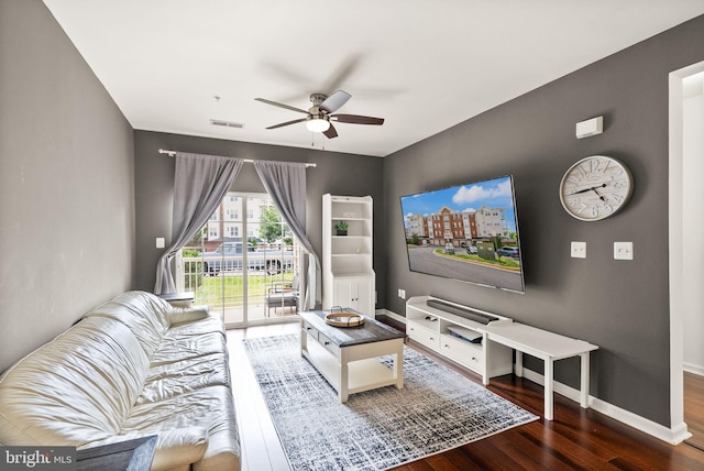 9710 Handerson Pl Unit 1, Manassas Park, VA 20111 - living room featuring ceiling fan and wood finished floors