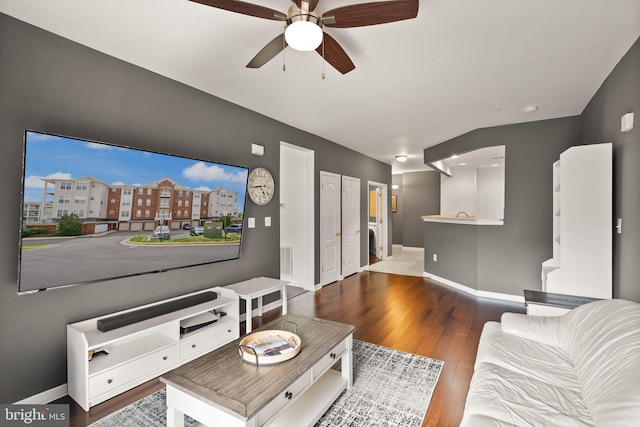 9710 Handerson Pl Unit 1, Manassas Park, VA 20111 - living room featuring a ceiling fan and wood finished floors