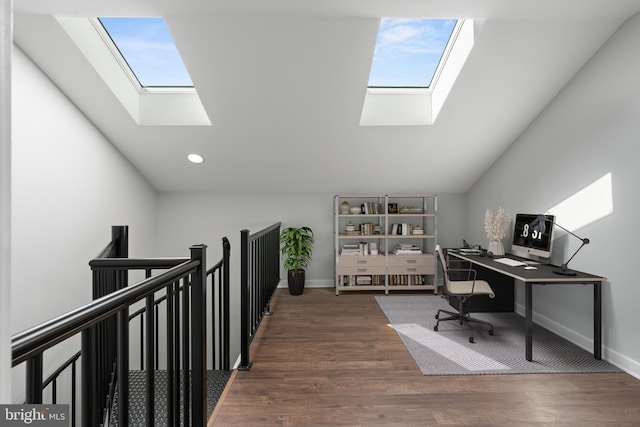 413 Jefferson St Unit 5, East Greenville, PA 18041 - office area featuring a skylight, lofted ceiling, wood finished floors, recessed lighting, and healthy amount of natural light