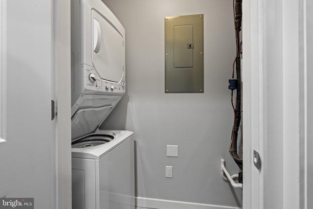 413 Jefferson St Unit 5, East Greenville, PA 18041 - washroom with estacked washer and dryer and electric panel