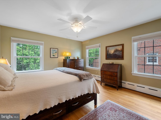 101 Morgan St, Winchester, VA 22601 - bedroom with a baseboard heating unit, light wood-style floors, and ceiling fan