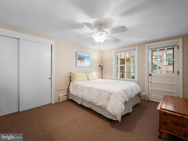 101 Morgan St, Winchester, VA 22601 - carpeted bedroom with baseboard heating, a closet, and ceiling fan