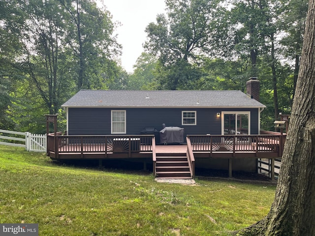 35904 Army Navy Dr, Mechanicsville, MD 20659 - rear view of property with a chimney and a wooden deck