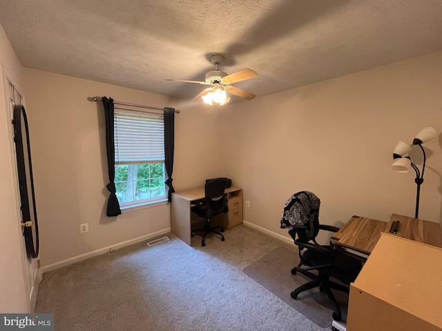 35904 Army Navy Dr, Mechanicsville, MD 20659 - office with a textured ceiling, carpet floors, and ceiling fan