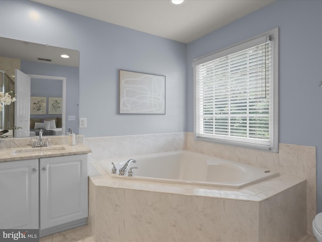 1473 Northern Neck Dr, Vienna, VA 22182 - bathroom featuring a bath, vanity, and an enclosed shower