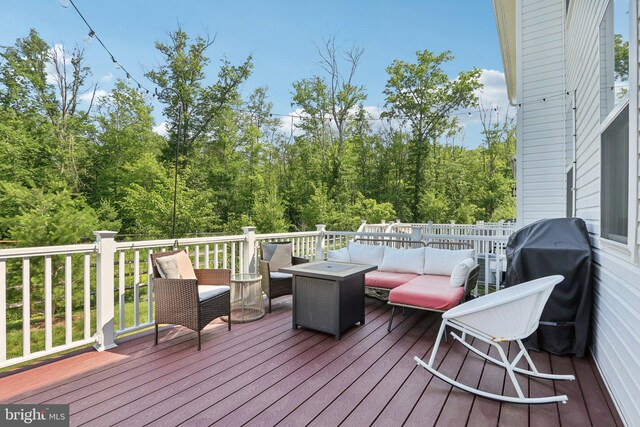 213 Wynstone Ct, Colmar, PA 18915 - wooden deck with area for grilling and an outdoor hangout area
