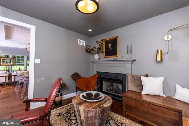 1032 N New St, West Chester, PA 19380 - living room with wood finished floors, a fireplace, and recessed lighting