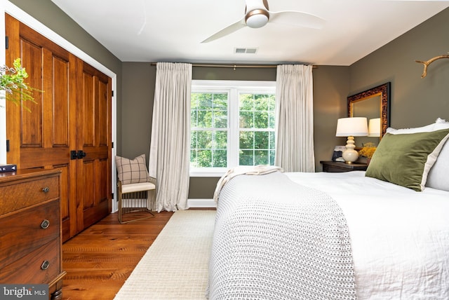 1032 N New St, West Chester, PA 19380 - bedroom with dark wood finished floors and ceiling fan