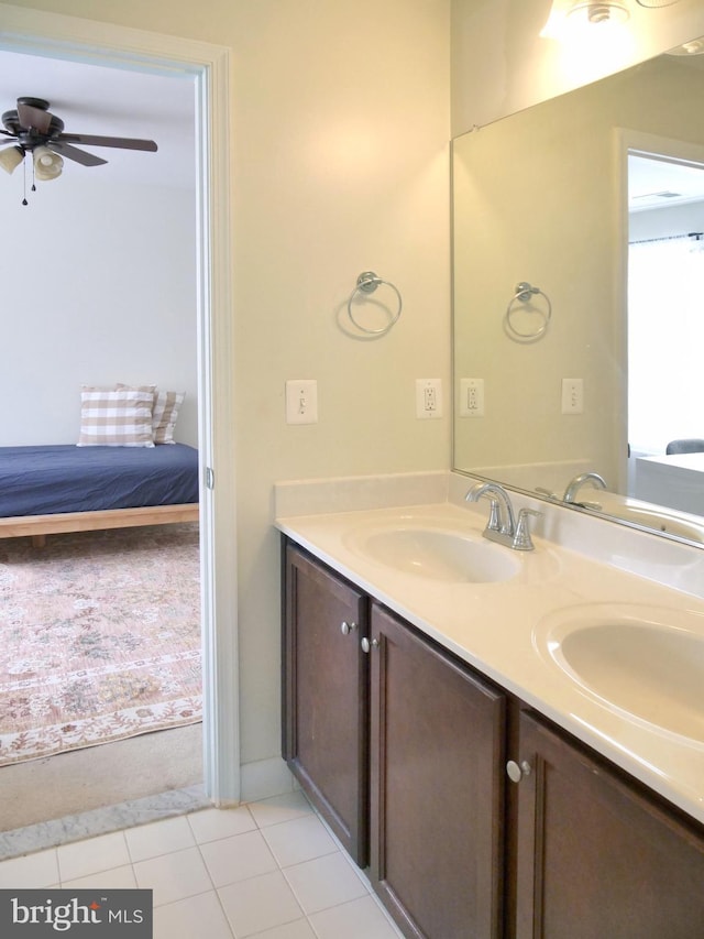 15152 Santander Dr, Gainesville, VA 20155 - full bathroom with double vanity, tile patterned flooring, and a ceiling fan