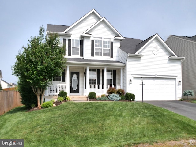 15152 Santander Dr, Gainesville, VA 20155 - traditional-style house featuring covered porch, asphalt driveway, and an attached garage