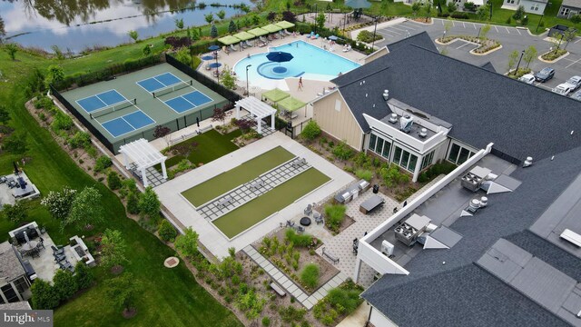 15937 Cucumber Magnolia Way, Haymarket, VA 20169 - drone / aerial view of a pool and a large body of water