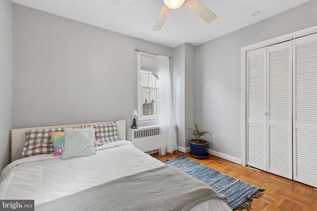 589 Wilson St, Pottstown, PA 19464 - bedroom featuring radiator, a closet, and a ceiling fan