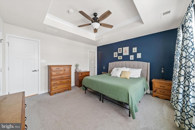 346 Goodwick Dr, Middletown, DE 19709 - carpeted bedroom featuring a raised ceiling and ceiling fan