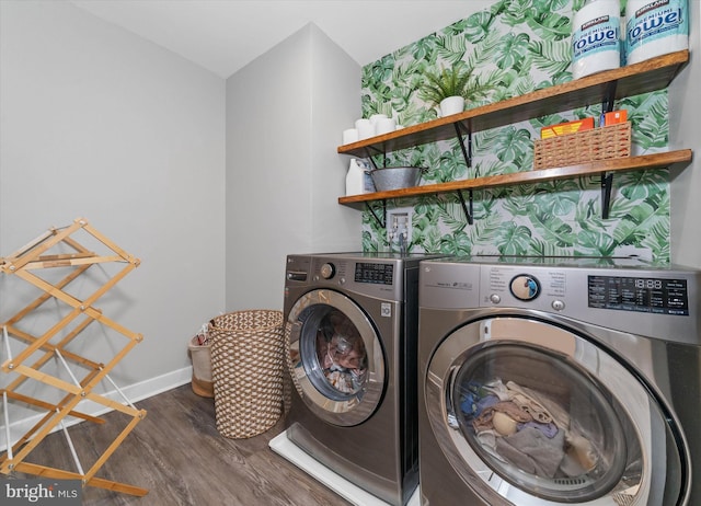 346 Goodwick Dr, Middletown, DE 19709 - laundry room with washer and dryer and dark wood-style flooring