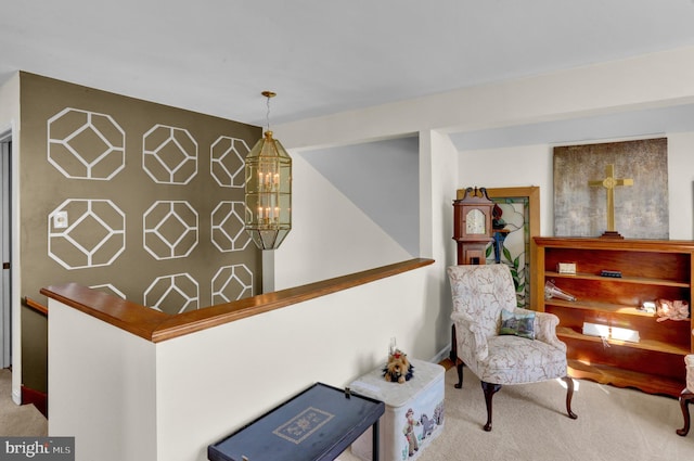 1319 Shady Ln, Tamaqua, PA 18252 - living area featuring carpet floors and a chandelier