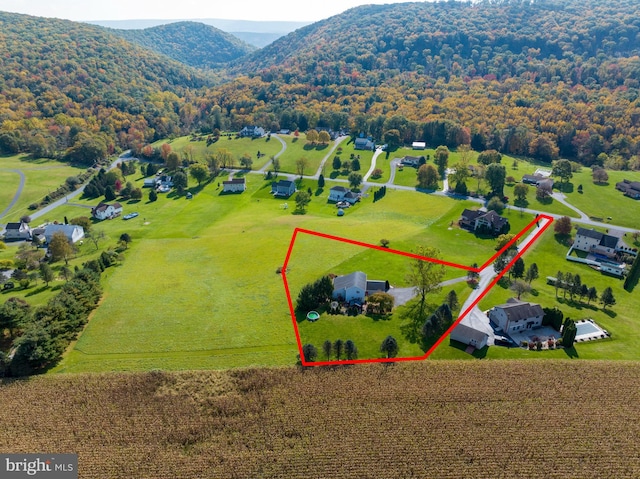 1319 Shady Ln, Tamaqua, PA 18252 - aerial overview of property's location featuring a mountainous background and property parcel outlined