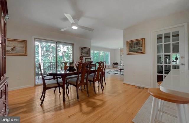 12987 Holly Way, Lusby, MD 20657 - dining room with a ceiling fan and light wood finished floors