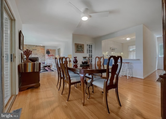 12987 Holly Way, Lusby, MD 20657 - dining area featuring light wood finished floors and a ceiling fan
