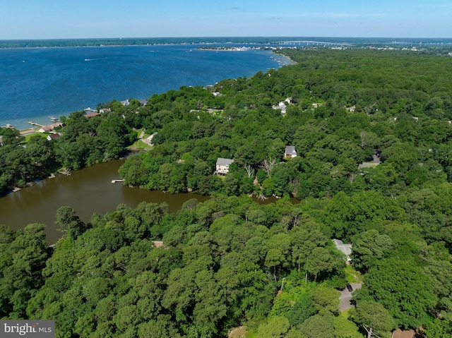 12987 Holly Way, Lusby, MD 20657 - aerial view of property and surrounding area with a forest and a nearby body of water