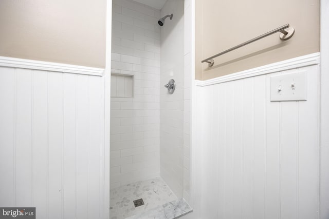 7043 Cromwell Ave, Salisbury, MD 21804 - bathroom with a stall shower and a wainscoted wall