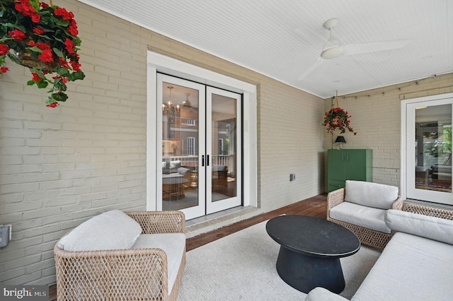 1646 Foxhall Rd NW, Washington, DC 20007 - sunroom with french doors and a ceiling fan