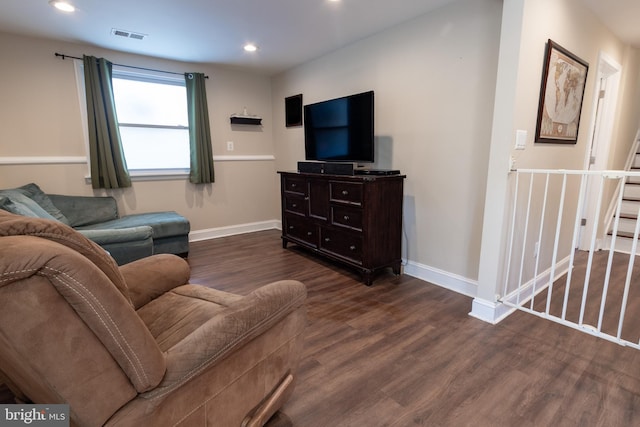 4328 Rolling Stone Way, Alexandria, VA 22306 - living room featuring dark wood finished floors and recessed lighting