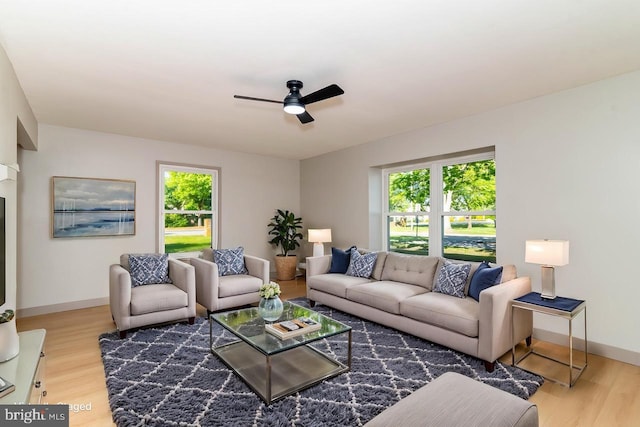43 Vernon Ct, Sicklerville, NJ 08081 - living area with healthy amount of natural light, wood finished floors, and ceiling fan