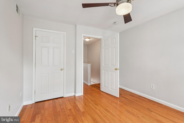 434 N Budd St, Philadelphia, PA 19104 - unfurnished bedroom with light wood-type flooring and ceiling fan