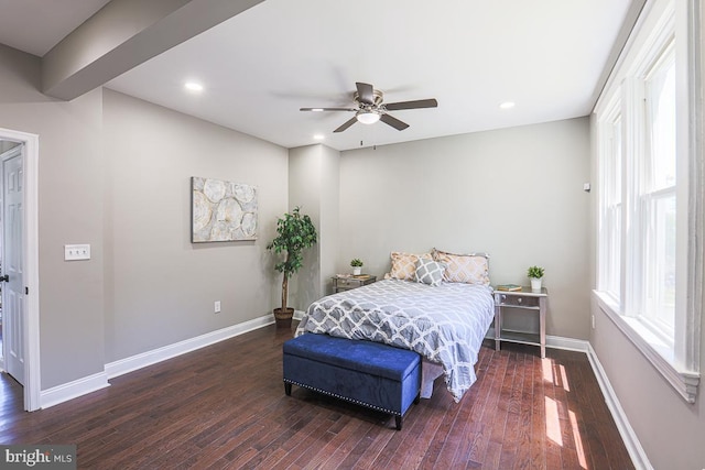 4001 Ridgecroft Rd, Baltimore, MD 21206 - bedroom with dark wood-style floors, recessed lighting, and a ceiling fan