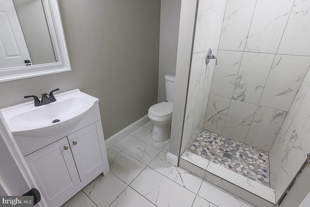 4001 Ridgecroft Rd, Baltimore, MD 21206 - bathroom featuring marble finish flooring, a stall shower, and vanity